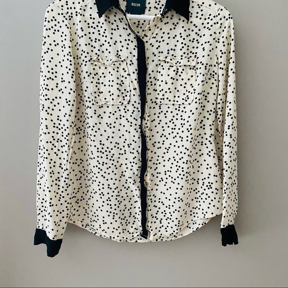 Maeve by Anthro. Polkadot Button Up Cream/Black Sz 2 - Picture 3 of 9
